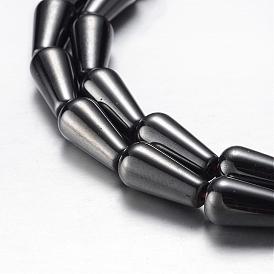 Magnetic Synthetic Hematite Bead Strands, Grade A, Drop