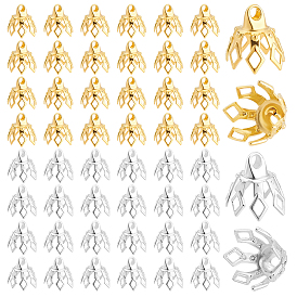 200шт. 2 цвета латунные бусины колпачки дужки, 7-лепестков цветка