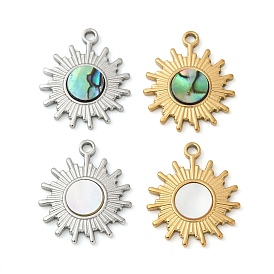 304 подвески из натуральной ракушки из нержавеющей стали, солнечные чары, ионное покрытие (ip)