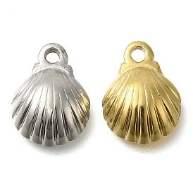 Ion Plating(IP) 304 Stainless Steel Charms, Shell Shapes Charm