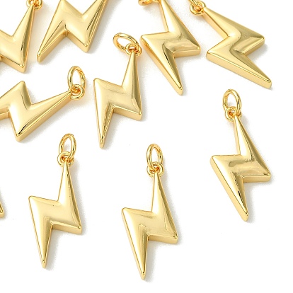 SHEGRACE Brass Pendants, Lightning Bolt Charms, Cadmium Free & Lead Free & Nickel Free