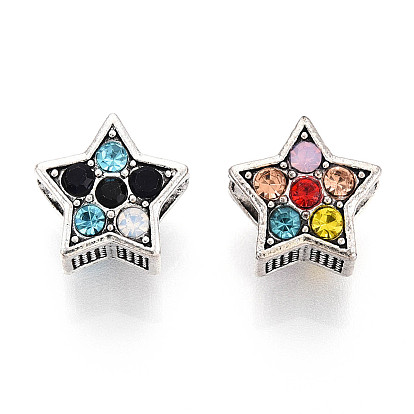 Европейские бусины, сплав, стразы , бусины с большим отверстием, звезда