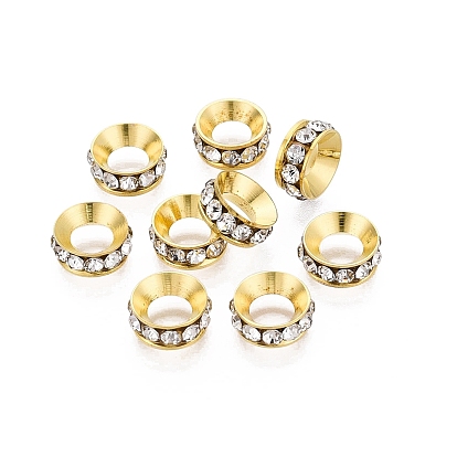 Brass Rhinestone Rondelle Space Beads, for Jewelry Making, DIY Necklaces and Bracelets Craft Supplies