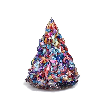 Resin Christmas Tree Display Decoration, with Shell Chips inside Statues for Home Office Decorations