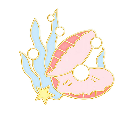 Ocean Theme Enamel Pin, Golden Alloy Badge for Backpack Clothes