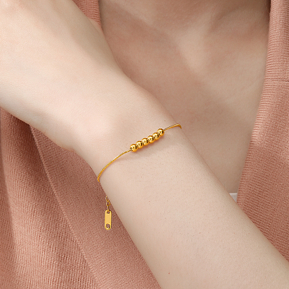 201 женские браслеты-змейки из нержавеющей стали, с 201 из нержавеющей стали круглых бусин