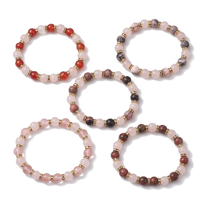 Бусины из натуральных драгоценных камней, эластичные браслеты