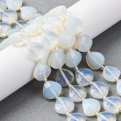 Opalite бисер пряди, граненое сердце, с бисером