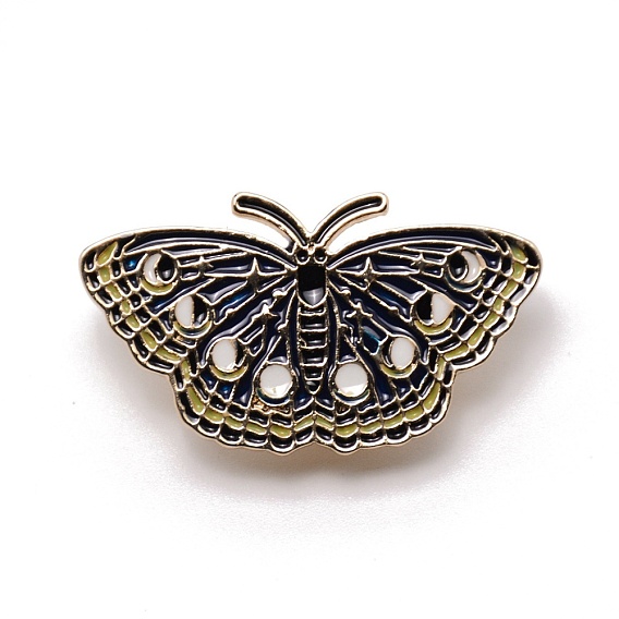 Broches émaillées en alliage, broche en émail, avec embrayages papillon, or et de lumière, papillon