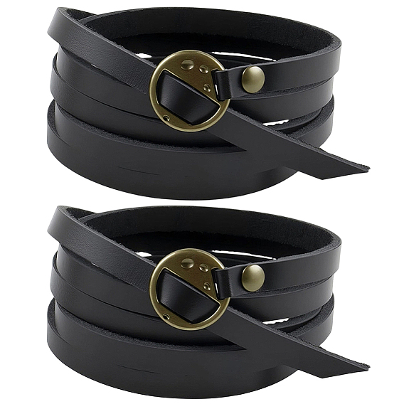 Браслеты из натуральной коровьей кожи, Ювелирные изделия с плоской круглой пряжкой из сплава для женщин и мужчин