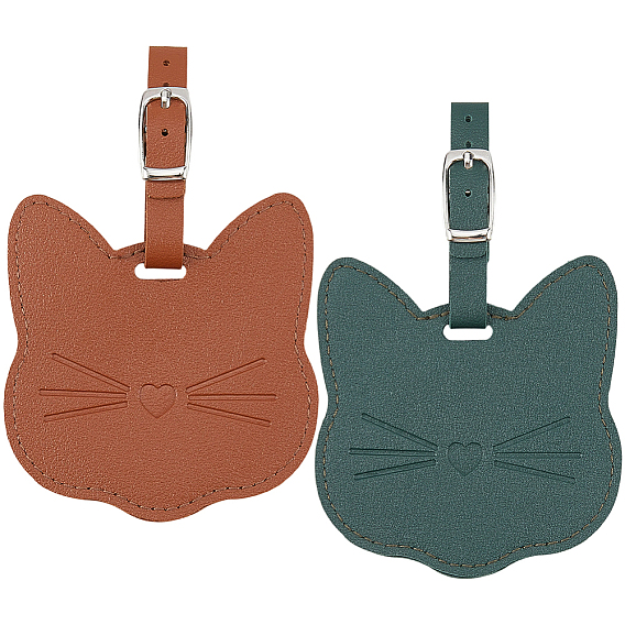 2шт. 2 цвета, бирки для багажа из искусственной кожи, форма кошки