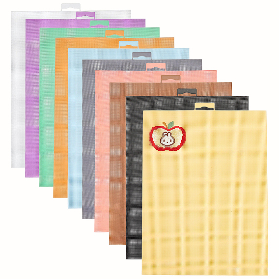10Pcs 10 Colors PE Plastic Mesh Canvas Sheet, Purse Template, for Yarn Crafting, Knit and Crochet Projects, Rectangle