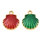 304 Stainless Steel Enamel Pendants, Shell Shape Charms, Ion Plating(IP), Real 18K Gold Plated