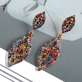 Colorful Crystal Double Diamond Metal Inlaid Earrings for Party Jewelry