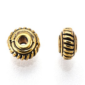  Perles de séparateur de style tibétain , sans plomb et sans cadmium, rondelle, 5 mm de diamètre, épaisseur de 3mm, Trou: 1.5mm