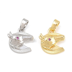 Подвески из латуни с микропейвом и темно-розовыми фианитами, прелести голова лошади