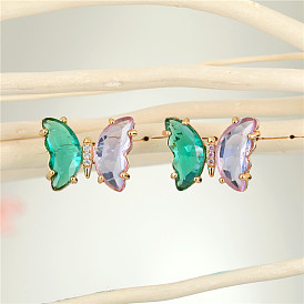 Colorful Crystal Butterfly Earrings - Exquisite Diamond Animal Glass Ear Jewelry