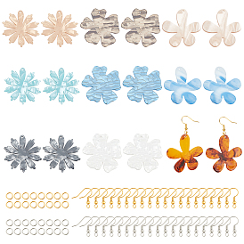 Nbeads DIY Dangle Earring Making Kits, 18Pcs 3 Styles Flower Acrylic Pendants, 80Pcs Iron Jump Rings and Earring Hooks