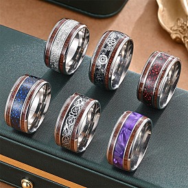 Titanium Steel Finger Rings, Wide Band Rings for Men