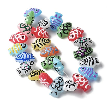 Бусины из стеклянной эмали, окрашенные методом запекания, рыба