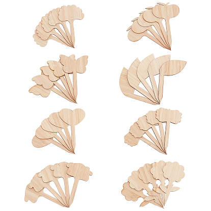 40 Pcs 8 Styles Bamboo Plant Labels, Wooden Plant Tags, for Seed Potted Herbs Flowers Vegetables