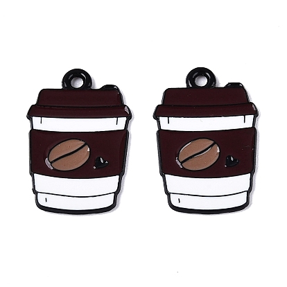 Подвески из эмалевого сплава с краской для выпечки, амулеты чашка кофе, чёрные