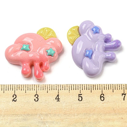 Opaque Resin Decoden Cabochons, Cloud with Star