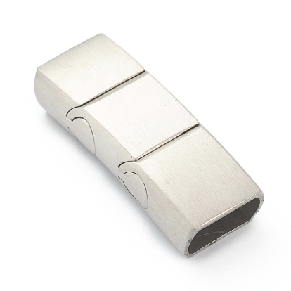 304 Stainless Steel Magnetic Clasps with Glue-in Ends, Curved Rectangle