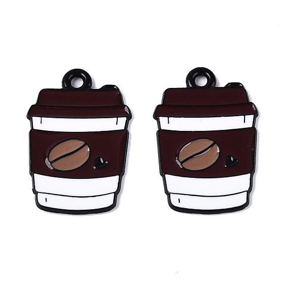 Подвески из эмалевого сплава с краской для выпечки, амулеты чашка кофе, чёрные