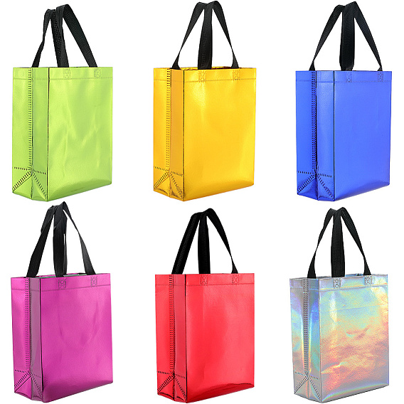 12 шт. 6 цвета многоразовые подарочные пакеты, сумка-тоут из нетканого материала с лазерной обработкой и ручкой, прямоугольные
