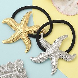 304 Stainless Steel Hair Ties, with Nylon Cord, Starfish