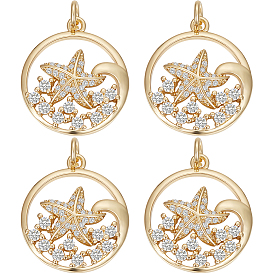 6 кулоны из латуни с микрочастицами и кубическим цирконием., плоская круглая и морская звезда