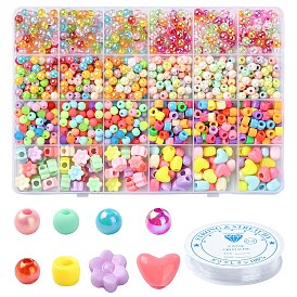 Наборы браслетов своими руками, в том числе пластиковые бусины, Акриловые бусины, прозрачная эластичная кристаллическая нить