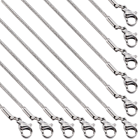12 шт. классические простые 304 ожерелья из нержавеющей стали с круглыми цепочками-змейками