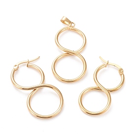 304 Stainless Steel Jewelry Sets, Hoop Earrings and Pendants, Infinity