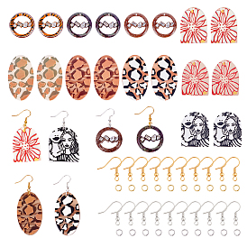 DIY Cellulose Acetate(Resin) Earring Making Kits, Including Mixed Shapes Pendants, Brass Earring Hooks
