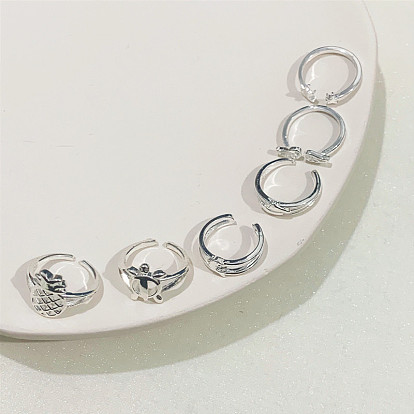 6шт. 6 стили ананас черепаха дельфин латунь манжета палец кольцо наборы