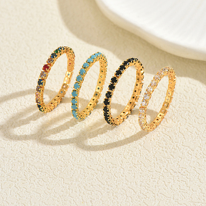 Кольца для женщин с микропаве из латуни и кубическими цирконами, золотые