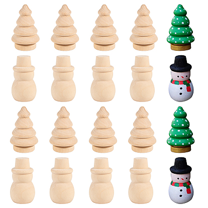 Unfinished Blank Wooden Snowman & Christmas Tree, for DIY Hand Painting Crafts