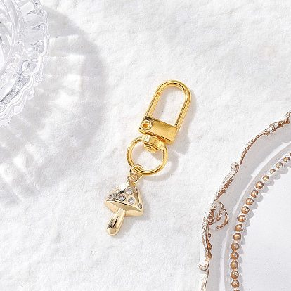 Подвесные украшения из латуни с микропаве из кубических цирконий в форме гриба, с поворотными застежками сплава