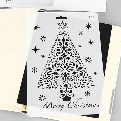 Creative Christmas Plastic Drawing Stencil, Hollow Hand Accounts Ruler Templat, For DIY Scrapbooking