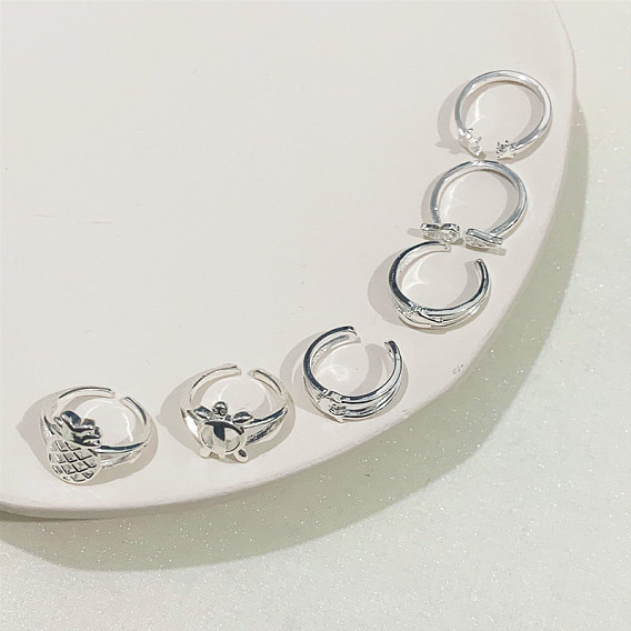 6шт. 6 стили ананас черепаха дельфин латунь манжета палец кольцо наборы