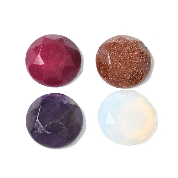 Кабошоны из камня, граненые, плоско-круглые