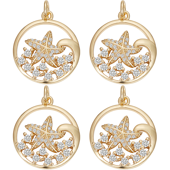 6 кулоны из латуни с микрочастицами и кубическим цирконием., плоская круглая и морская звезда