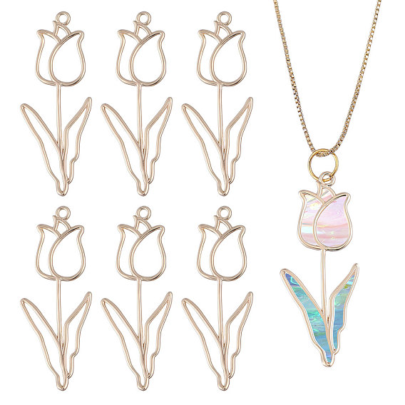 6 латунные подвески шт., цветок, полый