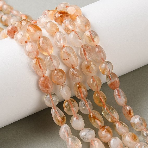 Нагретые нити из натуральных цитриновых бусин, самородки, упавший камень