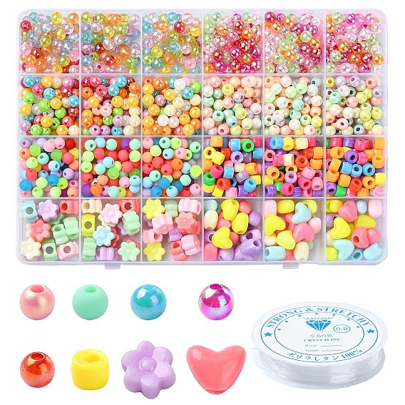 Наборы браслетов своими руками, в том числе пластиковые бусины, Акриловые бусины, прозрачная эластичная кристаллическая нить