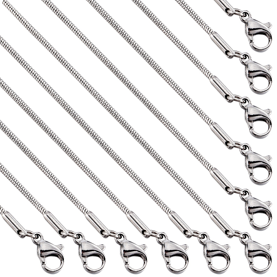 12 шт. классические простые 304 ожерелья из нержавеющей стали с круглыми цепочками-змейками
