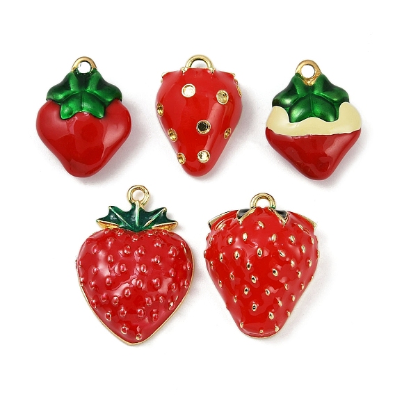 Латунь эмаль подвески, клубничное очарование, без свинца и без кадмия, долговечный, стойки покрытие, реальный 18 k позолоченный