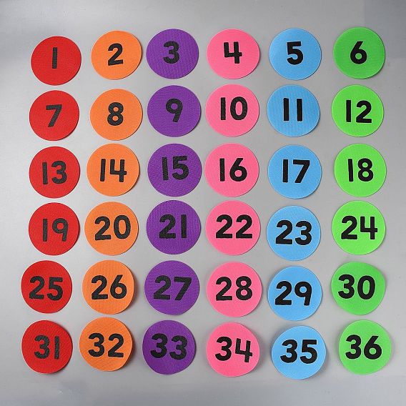 Маркеры круглой формы маркеры для ковра, сиденья нейлоновый крючок и петля, число 1~36
